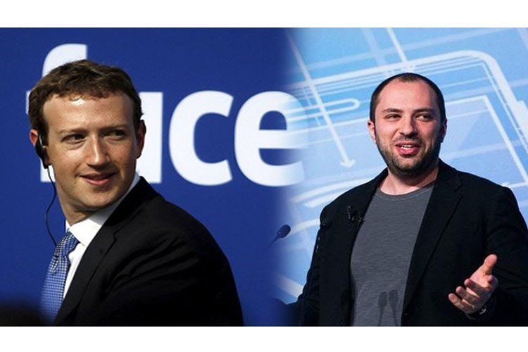 Pendiri Facebook Mark Zuckerberg (kiri) dan salah satu pendiri WhatsApp Jan Koum (kanan).