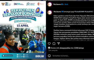 Tangkapan layar unggahan Rekrutmen Bersama BUMN 2025 untuk putra-putri Papua.