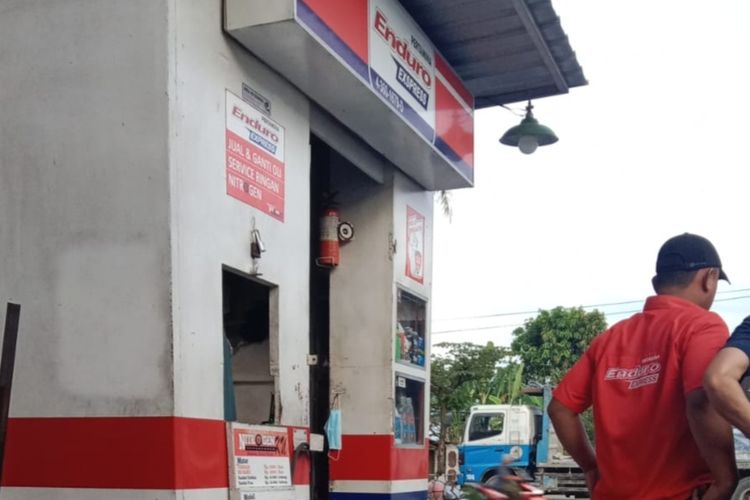 Lokasi aksi viral seorang pelanggan tukang nitrogen di Stasiun Pengisian Bahan Bakar Umum (SPBU) Bener Sari, Kabupaten Sragen, Jawa Tengah, pukul petugas nitrogen tertangkap CCTV.