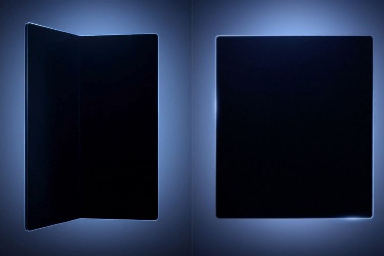 Wujud Samsung Galaxy Z Fold 7 Ultra dalam teaser yang dibagikan Samsung.