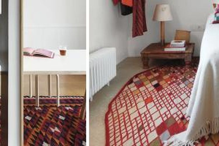 lustrasi penggunaan karpet bercorak di rumah. 