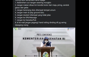 Tangkapan layar imbauan mengatasnamakan Kemenkes terkait hepatitis akut misterius