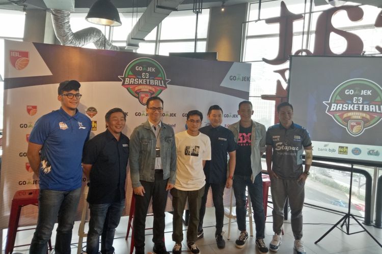Konferensi pers IBL Gojek 3x3 Basketball Indonesia Tour 2019 di Jakarta, Kamis, 4 Juli 2019. IBL 3x3 akan dibuka di Cirebon pada 6-7 Juli nanti.