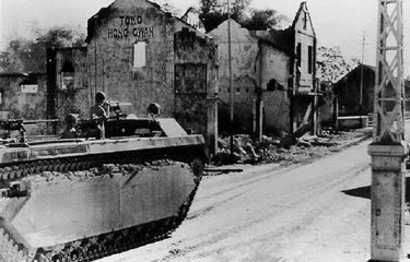 Kondisi salah satu sudut di Kota Surabaya ketika pertempuran 10 November 1945.