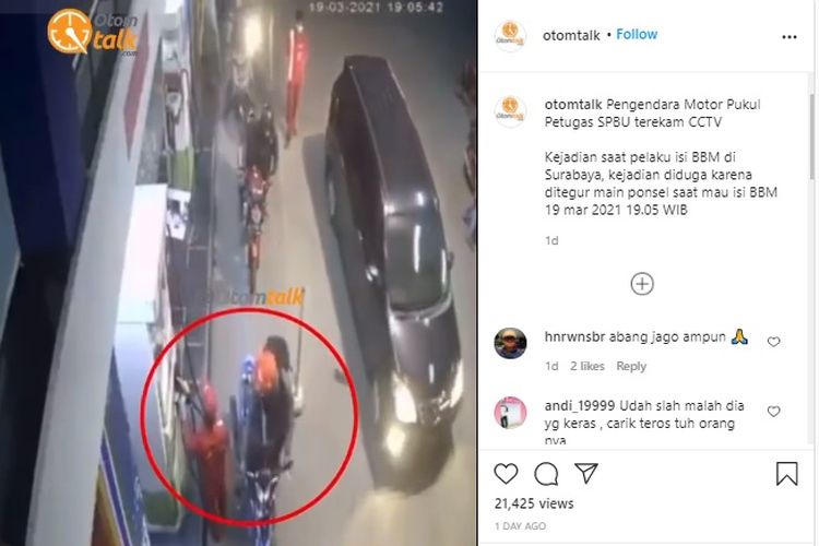 Video seorang pengendara sepeda motor viral karena memukul petugas SPBU.
