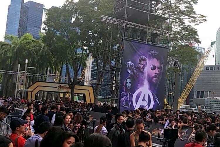 4.000 penggemar padati gelaran Purple Carpet Fan Event film Avengers: Infinity War di Marina Bay Sands, Singapura, Senin (16/4/2018).
