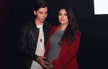 Celine Evangelista dan Stefan William ketika menghadiri gala premier film Ruqyah di XXI Metroplo, Jakarta Pusat, Selasa (26/9/2017) malam.