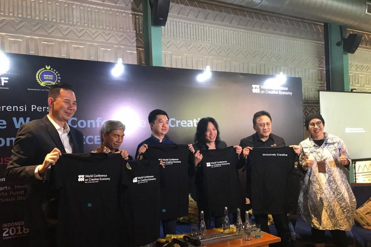 Konferensi Pers World Conference on Creative Economy (WCCE) di Jakarta, Selasa (25/9/2018)