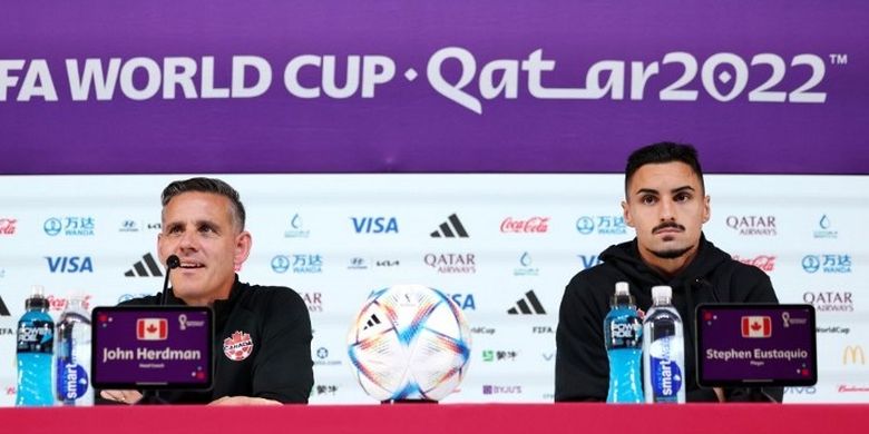 Pelatih timnas Kanada John Herdman berbicara dalam sesi konferensi pers menjelang laga kedua Grup F Piala Dunia 2022 kontra Kroasia. Laga Kroasia vs Kanada dijadwalkan berlangsung di Stadion Internasional Khalifa, Doha, Qatar, pada Minggu (27/11/2022) malam WIB.