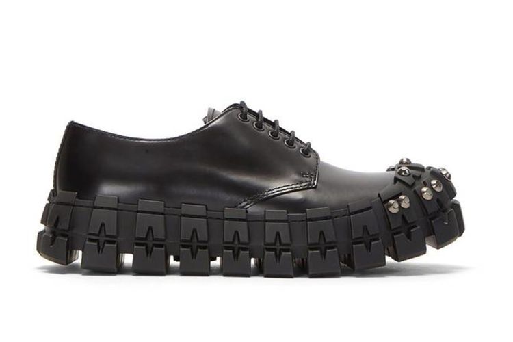 Studded Brushed Leather Shoes Prada.