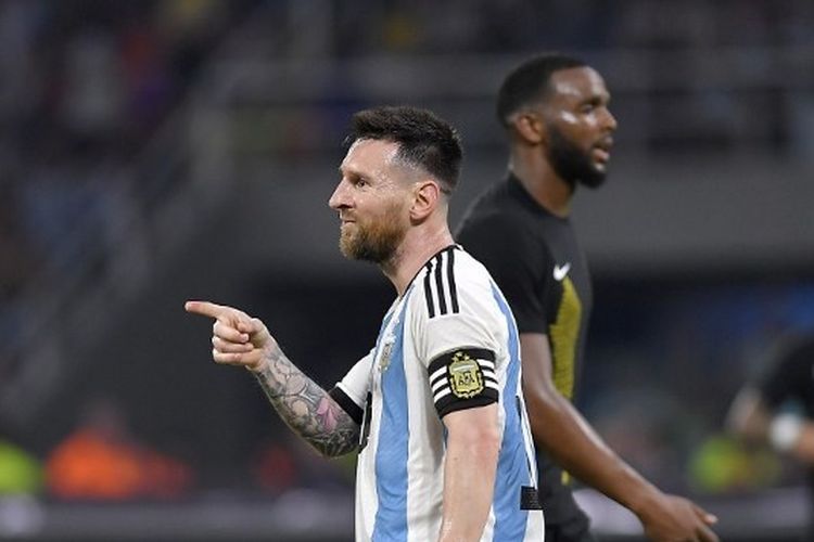 Megabintang Argentina, Lionel Messi, mencetak tiga gol alias hattrick pada babak pertama Argentina vs Curacao dalam FIFA Matchday, Rabu (29/3/2023) di Estadio Unico Madre de Ciudades.