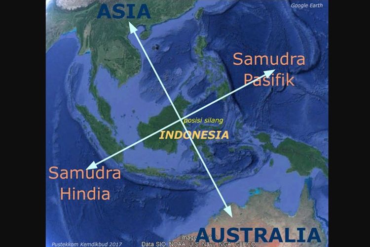 Dari segi geografis, wilayah nkri terletak diantara dua samudera yaitu samudera hindia dan samudra