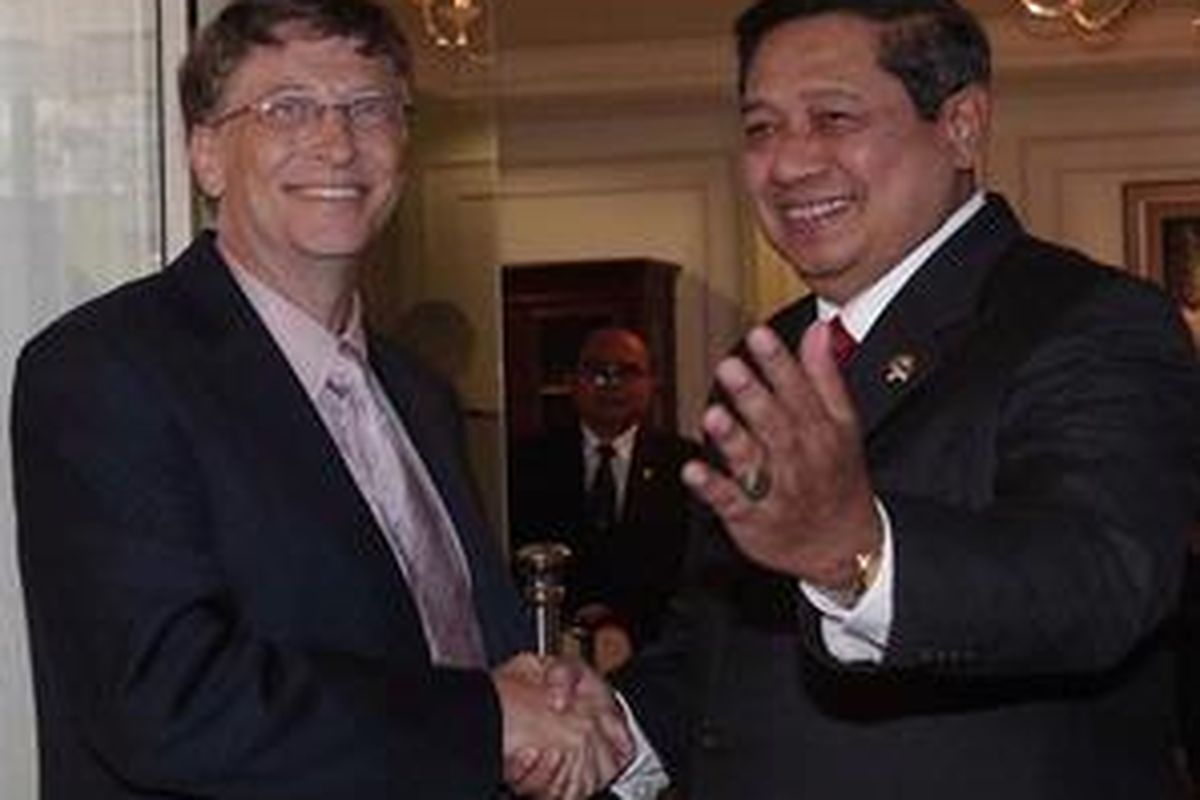 Presiden SBY menerima Chairman Microsoft Corporation, Bill Gates, di Kantor Presiden, Kamis (8/5) sore.