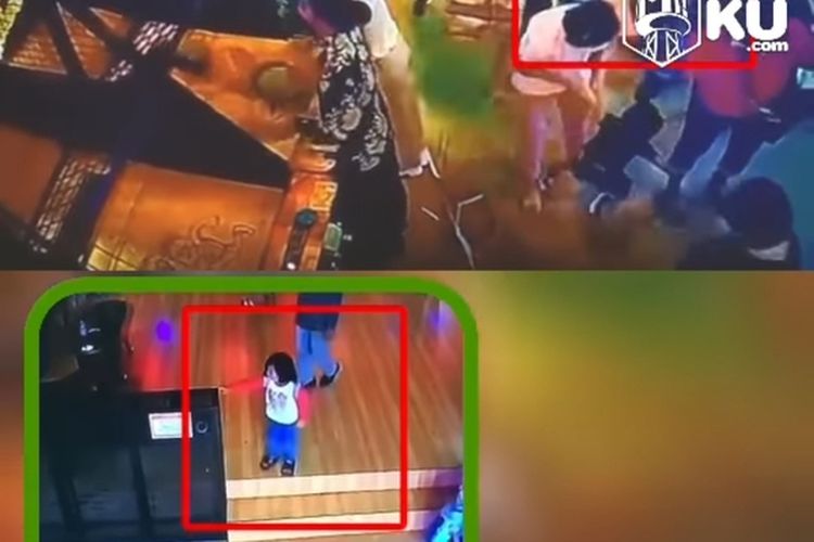 Tangkapan layar video dugaan pencurian handphone di wahana bermain di mall di Kota Medan pada Minggu (26/12/2021). Pencurian diduga dilakukan oleh seorang pria dewasa dan dua orang anak laki-laki dan perempuan.