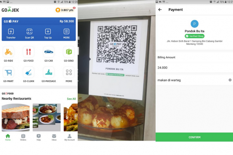 Langkah 1 pembayaran dengan QR Code pada Go-Pay.