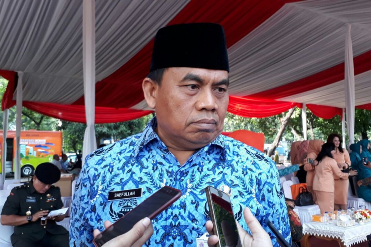 Sekretaris Daerah Provinsi DKI Jakarta Saefullah di Lapangan IRTI, Monas, Jakarta Pusat, Senin (30/10/2017).