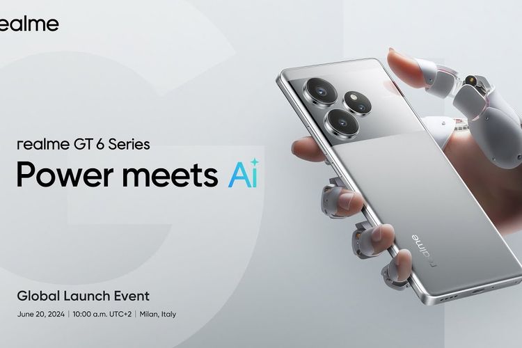 Poster acara peluncuran Realme GT 6 Series Global Launch Event yang akan digelar pada Kamis (20/6/2024) pukul 15.00  WIB sore.