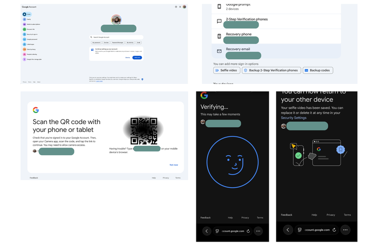 Ilustrasi cara login akun google dengan selvie video