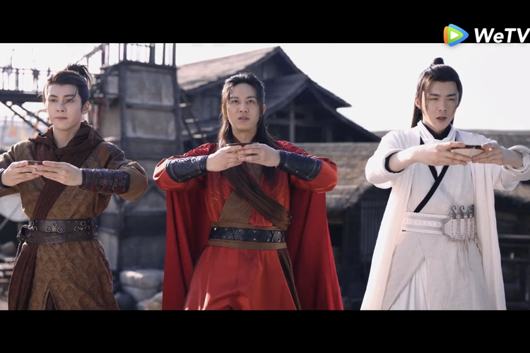 Wang Xiaoshi, Su Mengzhen, dan Bai Choufei dalam drama China Heroes 