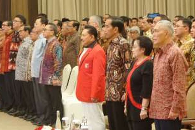 Presiden Joko Widodo saat menghadiri peringatan hari ulang tahun ke-18 Partai Keadilan dan Persatuan Indonesia (PKPI) di Hotel The Dharmawangsa, Jakarta Selatan, Minggu (15/1/2017).