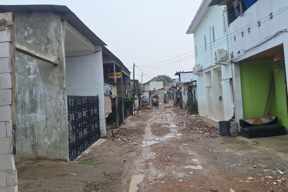 Suasana pemukiman padat penduduk di Eks Kampung Kandang, Jakarta Utara.