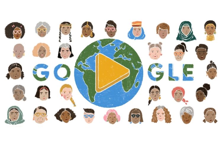 Google Doodle untuk merayakan Hari Perempuan Sedunia 2022 yang jatuh pada 8 Maret 2022.