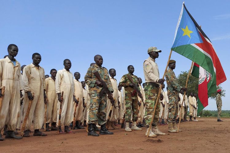 Calon anggota tentara Sudan Selatan.