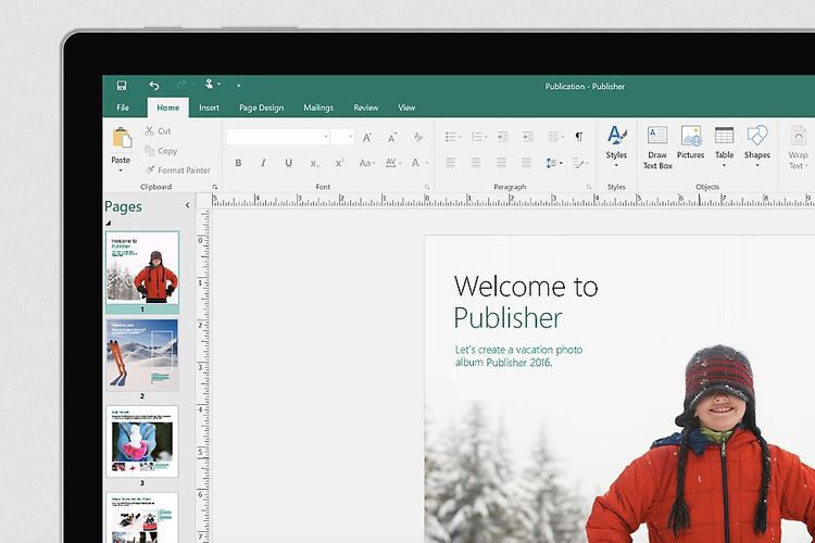 Antarmuka Microsoft Publisher.