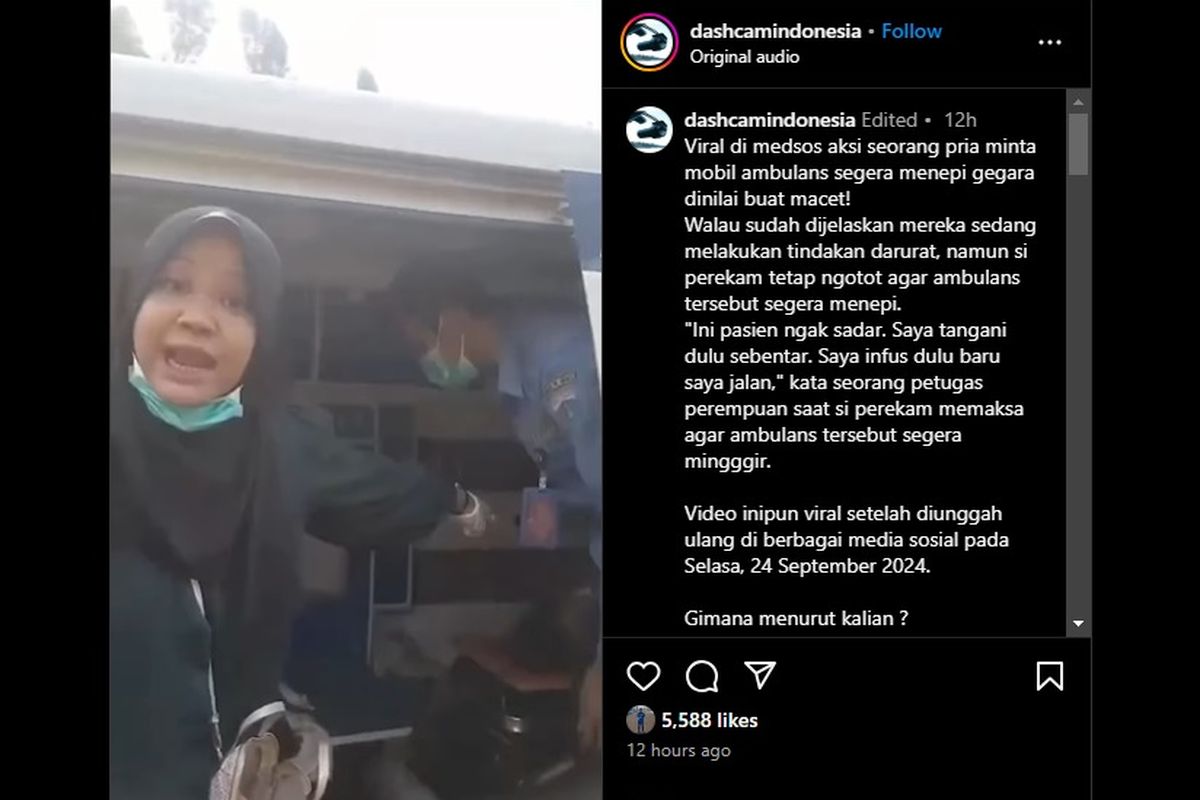 Video viral ambulans sedang menangani pasien di tengah jalan hingga menyebabkan kemacetan