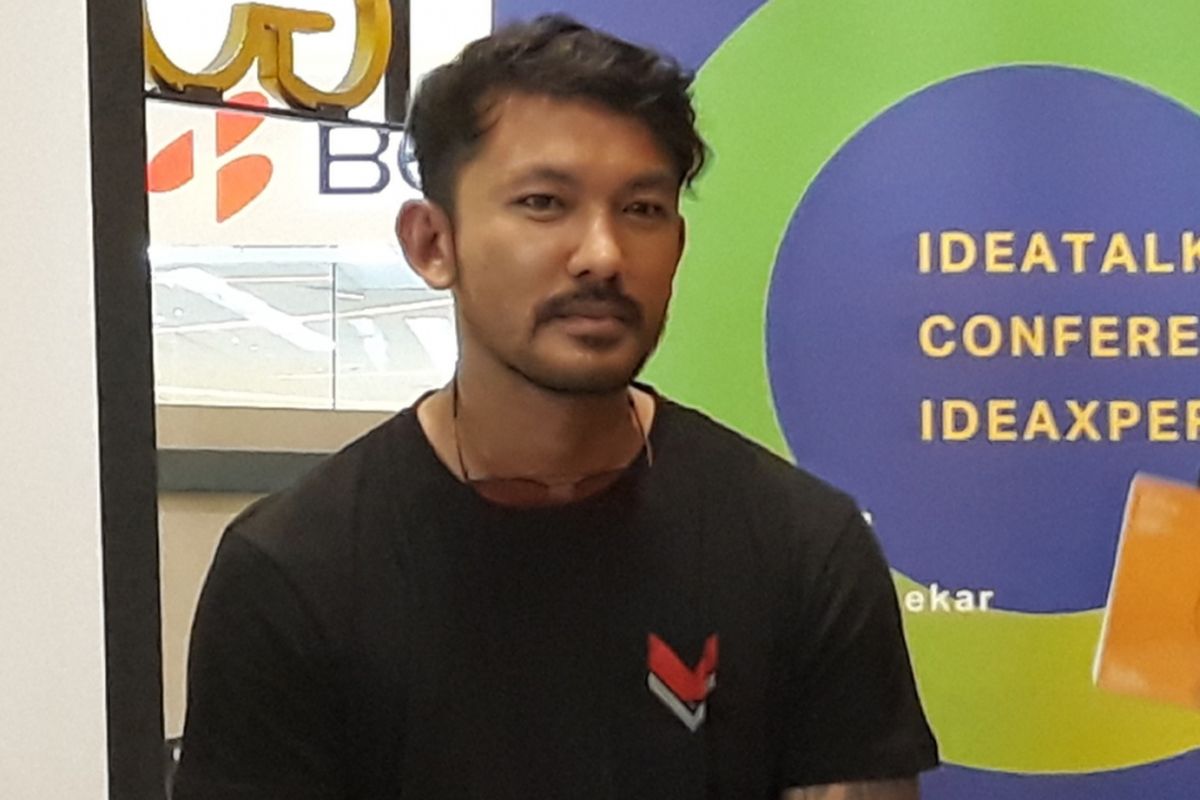 Rio Dewanto menjadi pembicara dalam konferensi pers Ideafest 2018 di GoWork, Pacific Place, Jakarta Selatan, Selasa (23/10/2018). 