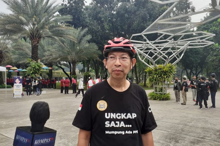  Kepala KPP Madya Jakarta Pusat, Oding Rifaldi dalam Sosialisasi PPS di Lapangan Banteng Jakarta Pusat, Jumat (17/6/2022).