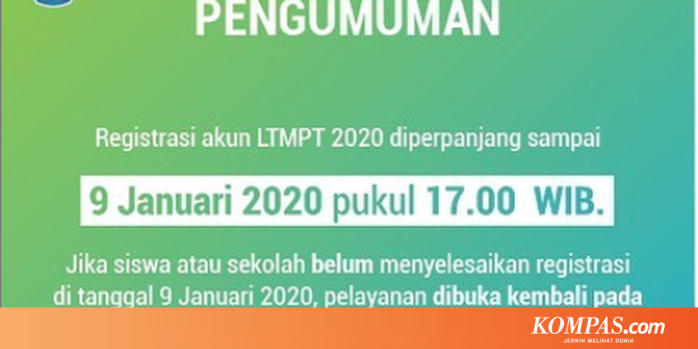 Diperpanjang, Pendaftaran LTMPT Hanya untuk Lakukan Permanen Data