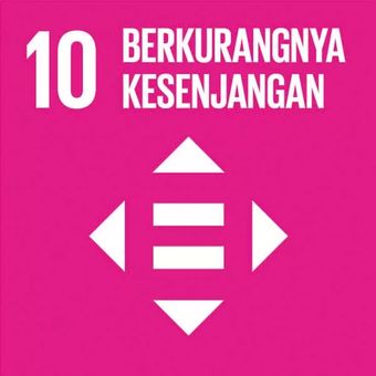 Logo tujuan 10 tujuan SDGs yaitu berkurangnya kesenjangan.