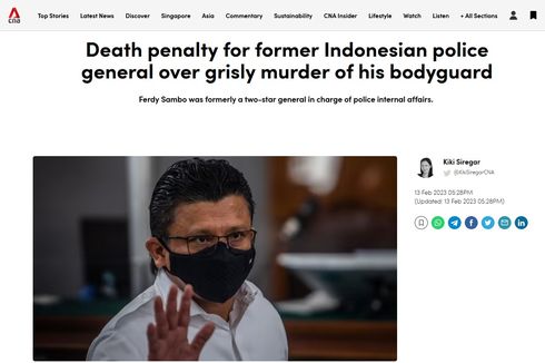 3 Media Asing Beritakan Ferdy Sambo Divonis Hukuman Mati
