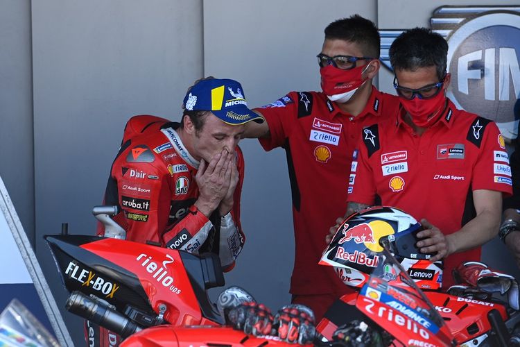 Pebalap Ducati, Jack Miller, seusai memenangi balapan MotoGP Spanyol 2021 di Sirkuit Jerez, Minggu (2/5/2021) malam WIB.