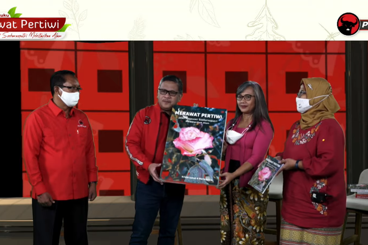Tangkapan layar peluncuran buku berjudul Merawat Pertiwi, Jalan Megawati Soekarnoputri Melestarikan Alam, Rabu (24/3/2021).