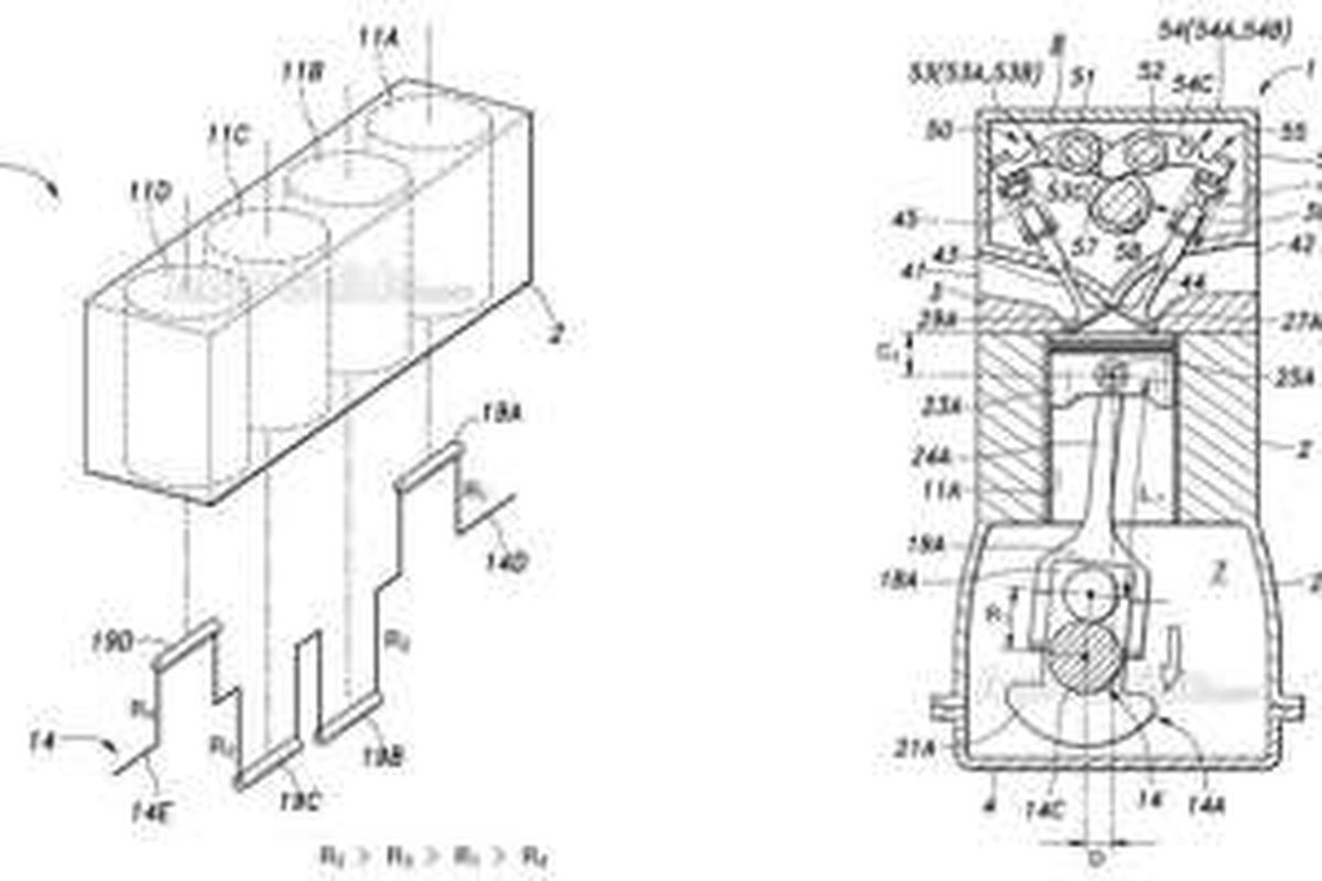 Skema mesin baru yang akan dipatenkan Honda di Jepang.