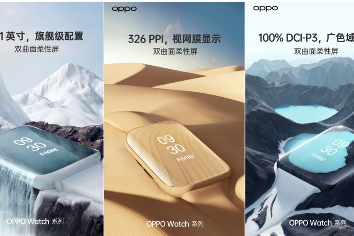 Oppo memamerkan gambar Oppo Watch dengan bentuk mirip Apple Watch