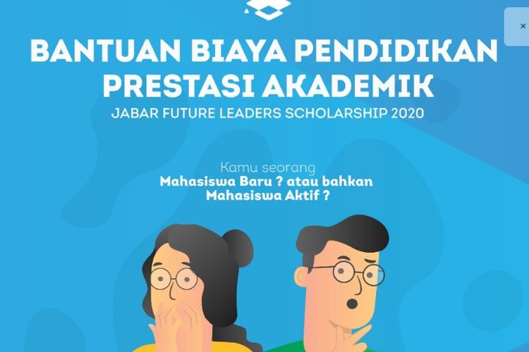 Tampilan layar program beasiswa Jabar Future Leaders Scholarship (JFLS).