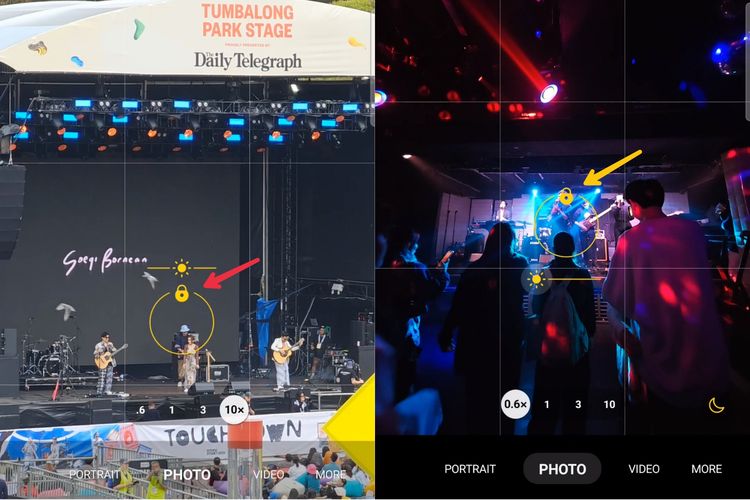 Dengan mengunci fokus, kami membantu kamera Galaxy S23 Ultra agar semakin mudah memotret musisi favorit kami dengan bagus dan tajam, meski mereka bergerak dan menari-nari di atas panggung. 
