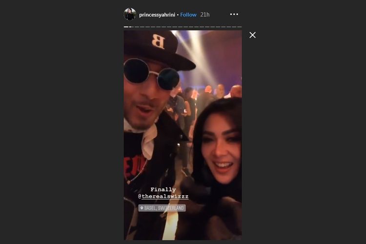 Syahrini dan Swizz Beatz, suami Alicia Keys, dalam video Insta Story milik Syahrini.