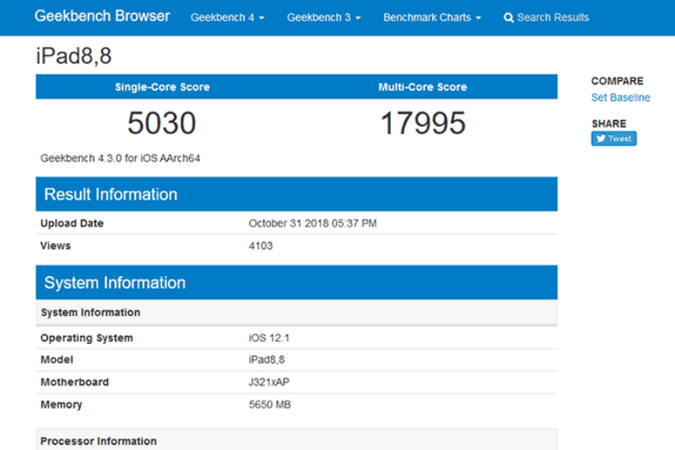 Hasil benchmark Geekbench iPad Pro 2018.