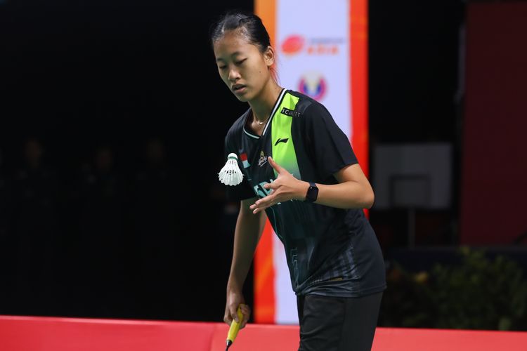 Tunggal putra Indonesia, Putri Kusuma Wardani, saat bertanding dalam Kejuaraan Beregu Asia 2024 pada Selasa (13/2/2024). 