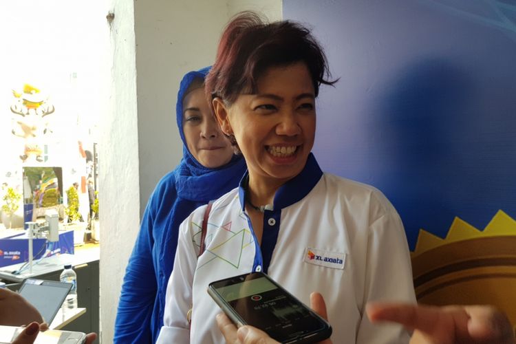 Direktur Teknologi XL Axiata, Yessie Yosetya di acara uji coba jaringan 5G XL Axiata, di Kota Tua, Jakarta, Senin (20/8/2018).