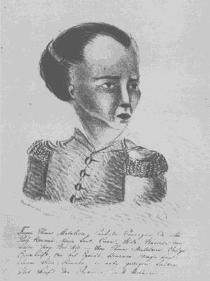 Sketsa Kapitan Pattimura yang tertulis dengan nama Thomas Matulesia dari catatan Quirinus Maurits Rudolf Ver Huell pada 1817.