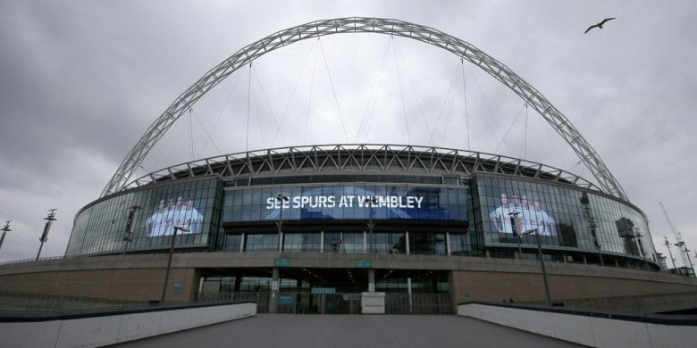 Pemandangan Stadion Wembley yang berlokasi di Kota London, Inggris, pada 27 April 2018.
