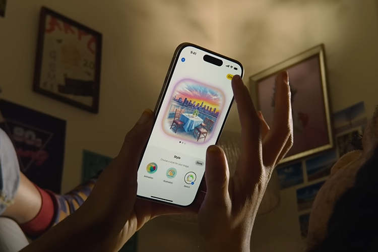 Ilustrasi aplikasi Image Playground di iPhone.