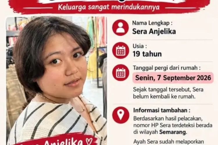 14 Hari Hilang Tanpa Kabar, Sera Perempuan 19 Tahun asal Sleman Akhirnya Ditemukan