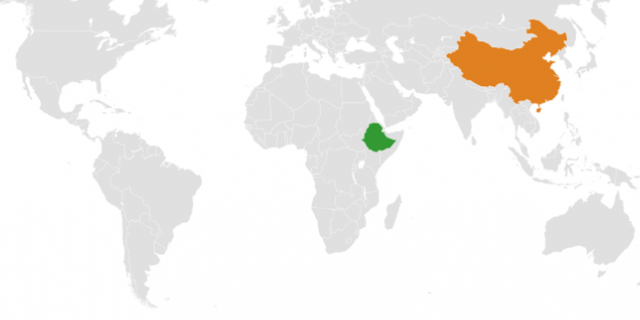 Peta wilayah Ethiopia dan China.