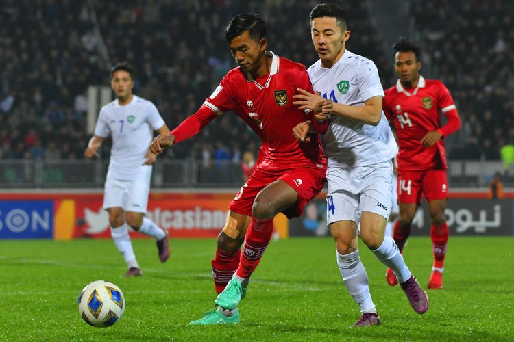 Pertandingan Indonesia vs Uzbekistan pada matchday 3 Grup A Piala Asia U20 2023 di Stadion Istiqlol, Fergana, Uzbekistan, Selasa (7/3/2023) malam WIB. Laga Indonesia vs Uzbekistan berakhir dengan skor 0-0.